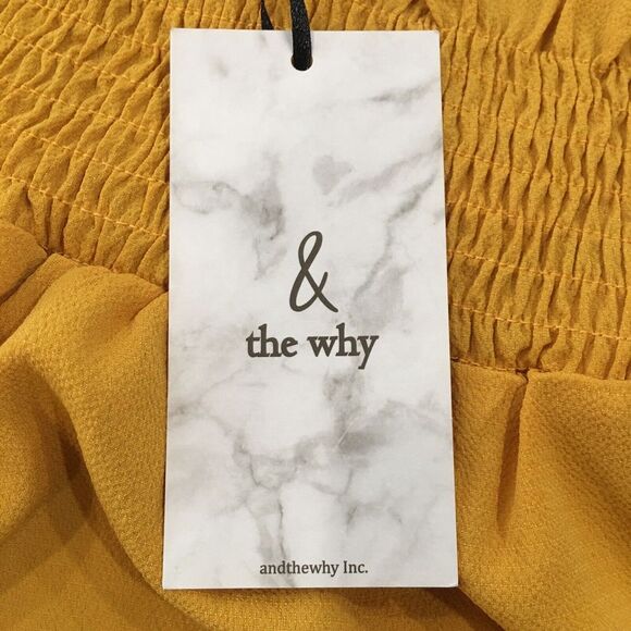 NEW andthewhy Women Sz M Blouse Yellow Mustard Long Sleeve Off The Shoulder Boho - Picture 5 of 12